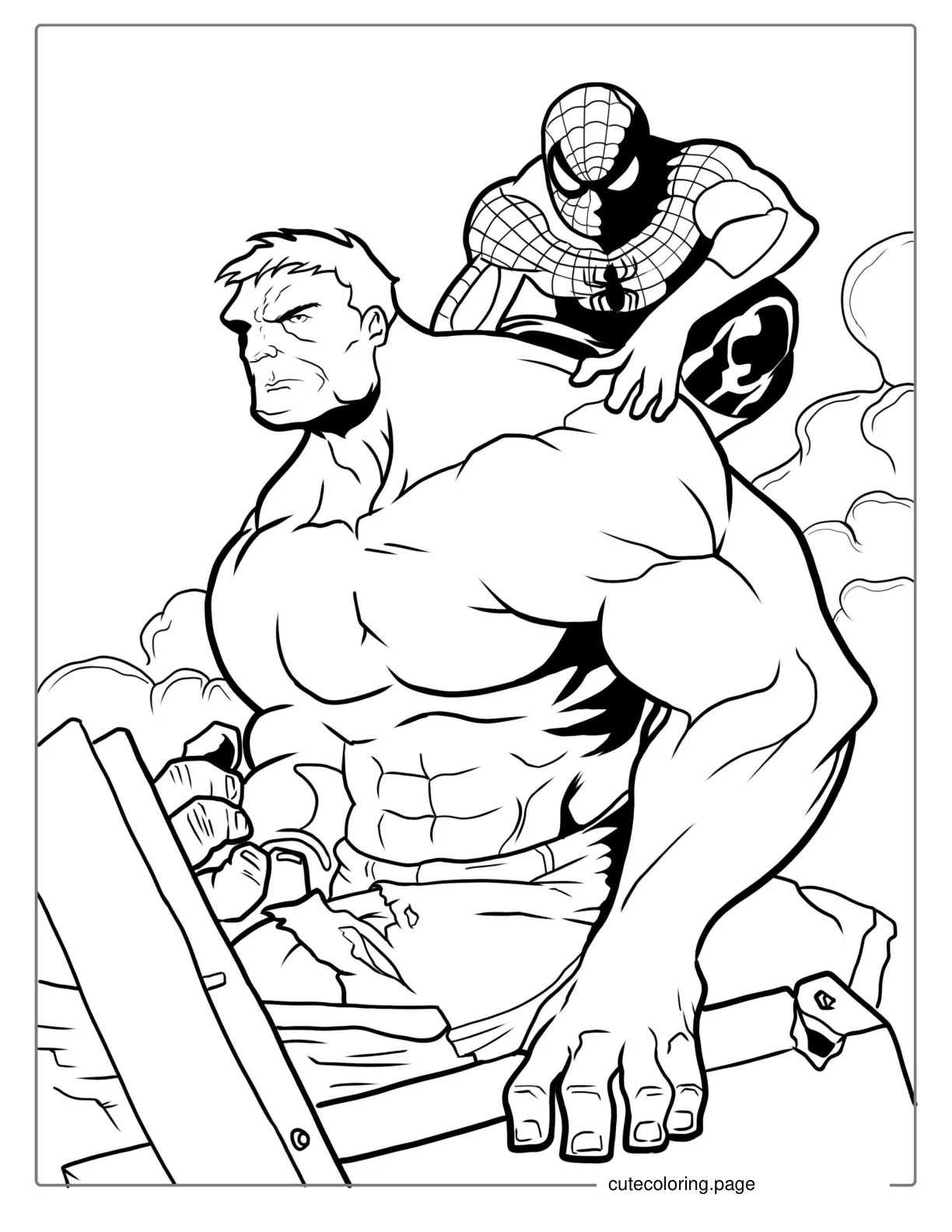 Spider Man And Hulk Coloring Sheet coloring page