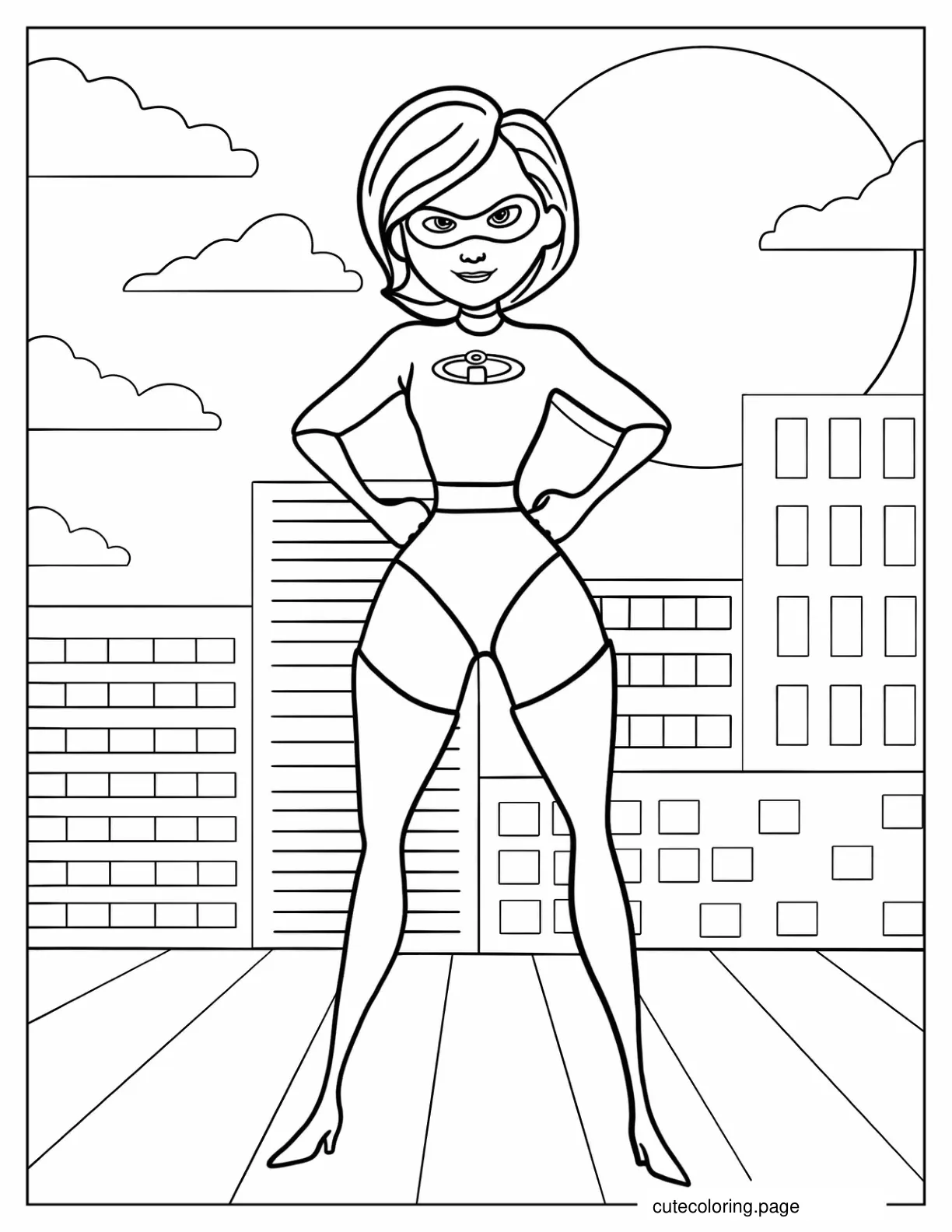 Elastigirl Standing With Hands On Waist Coloring Sheet coloring page