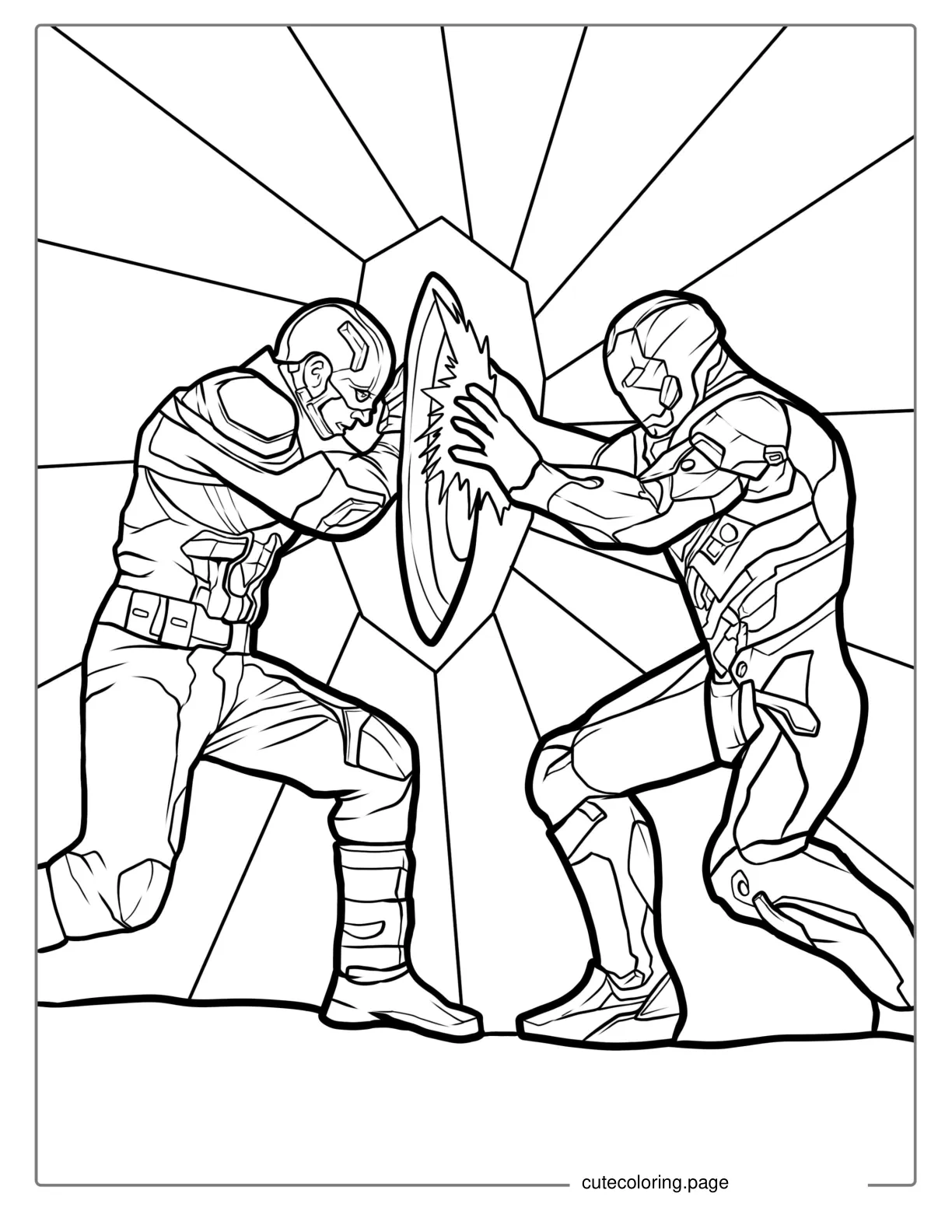 Captain America Vs Iron Man Coloring Sheet coloring page