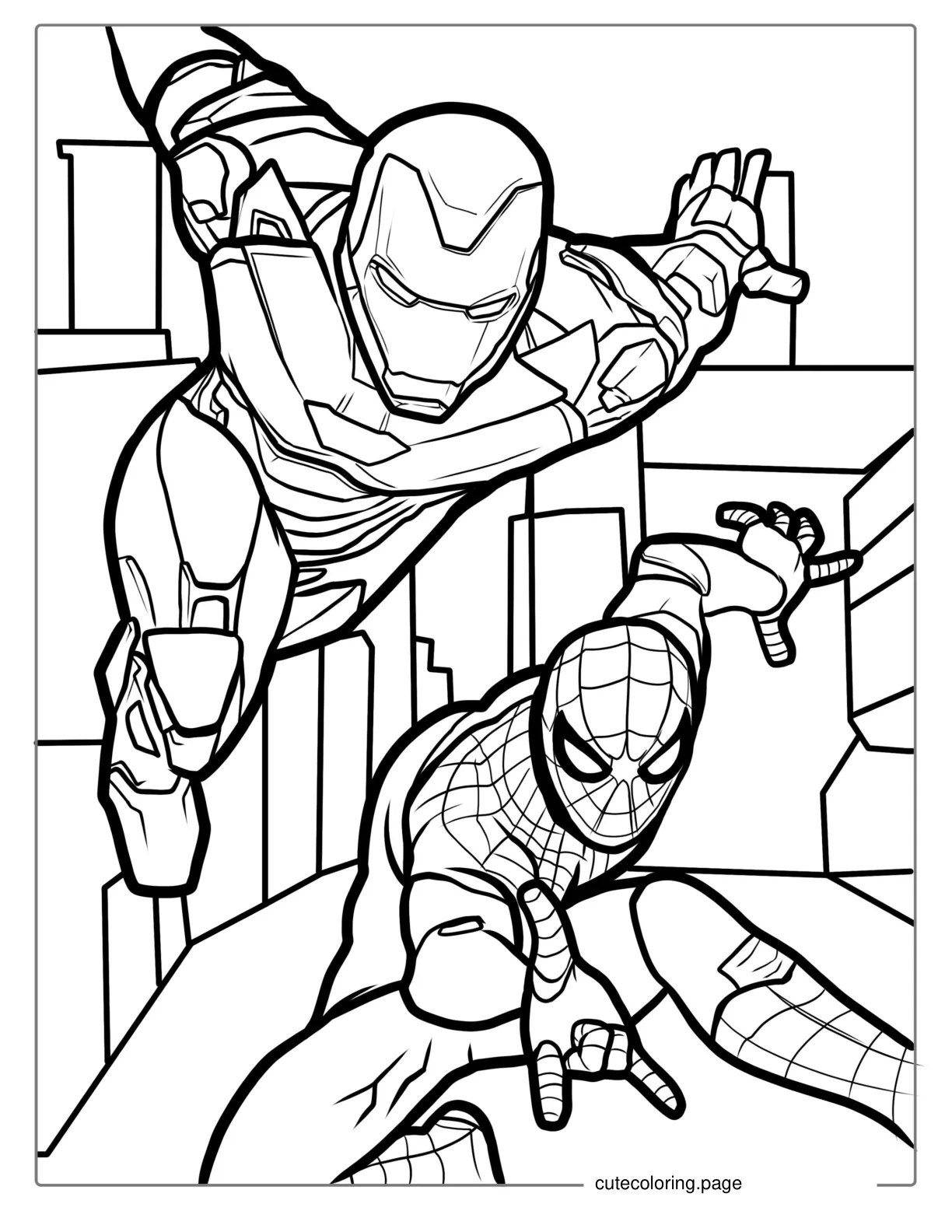 Iron Man And Spider Man Coloring Page coloring page