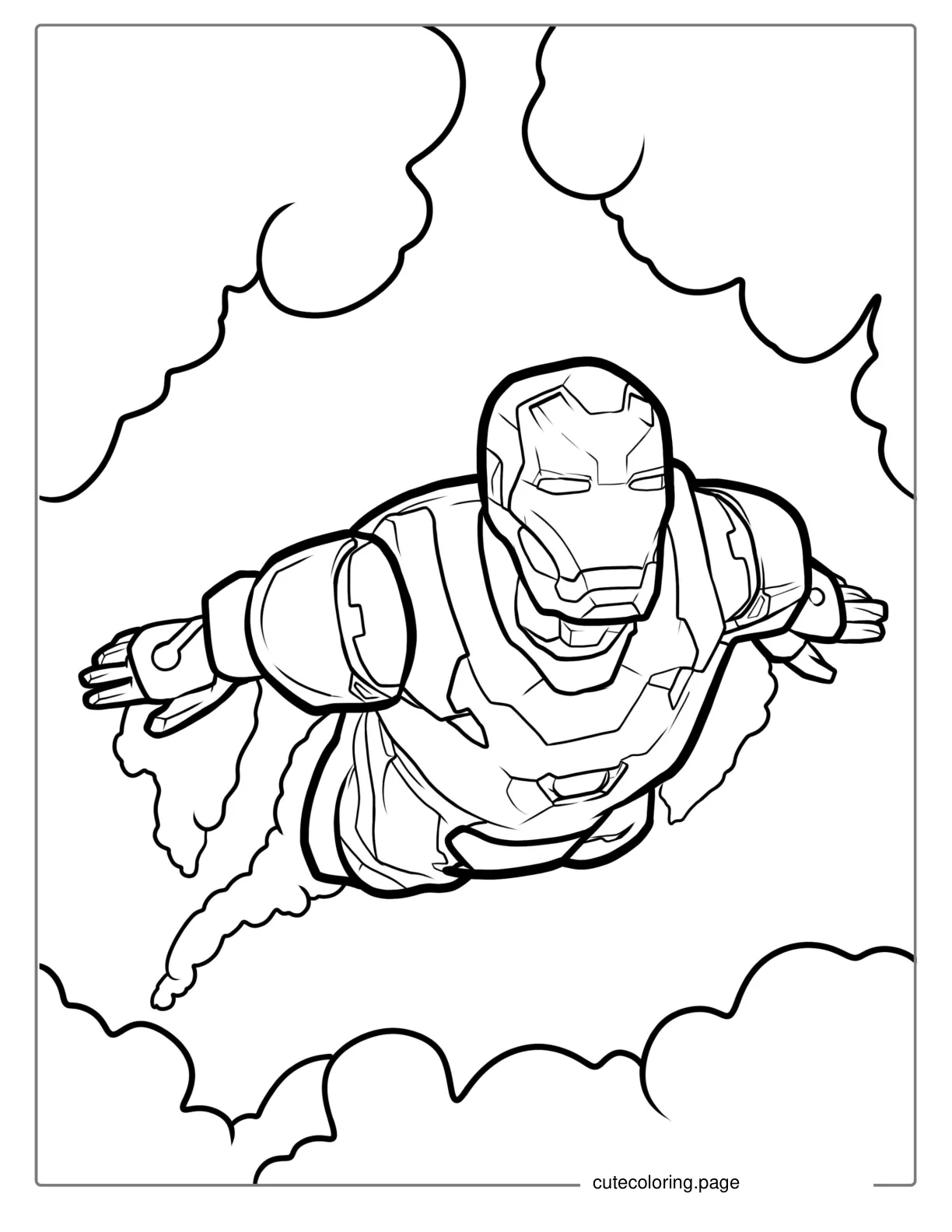 Iron Man Flying In Sky coloring page