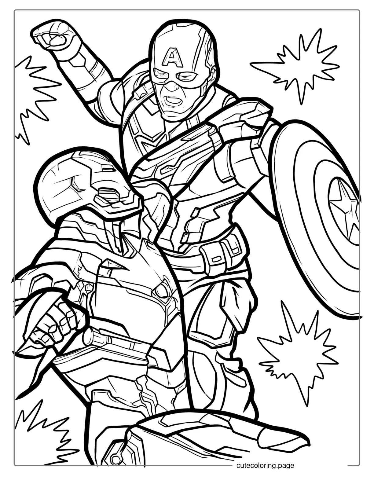 Iron Man Vs Captain America Coloring Page coloring page