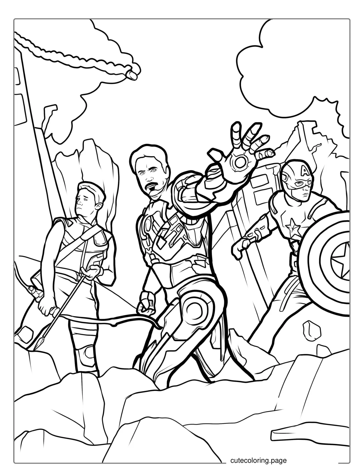 Iron Man With The Avengers To Color coloring page