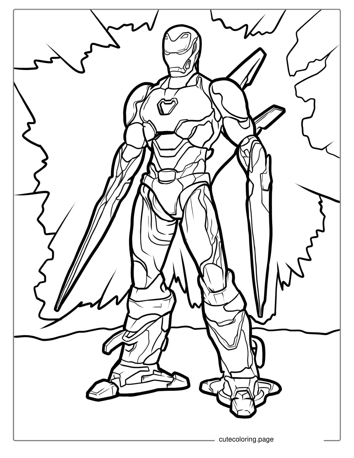 Iron Man With Viabranium Sword coloring page