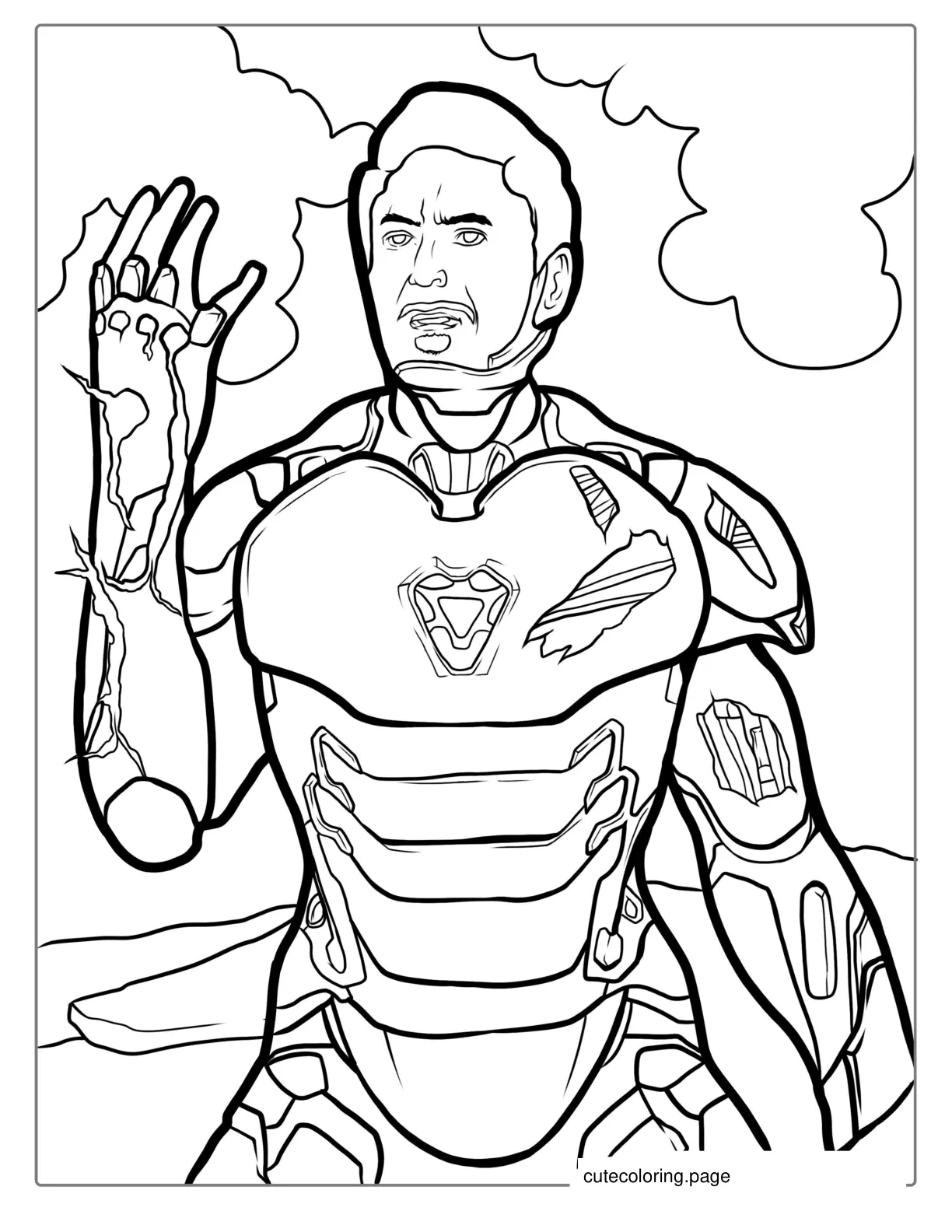 Tony Stark With Infinity Stones coloring page