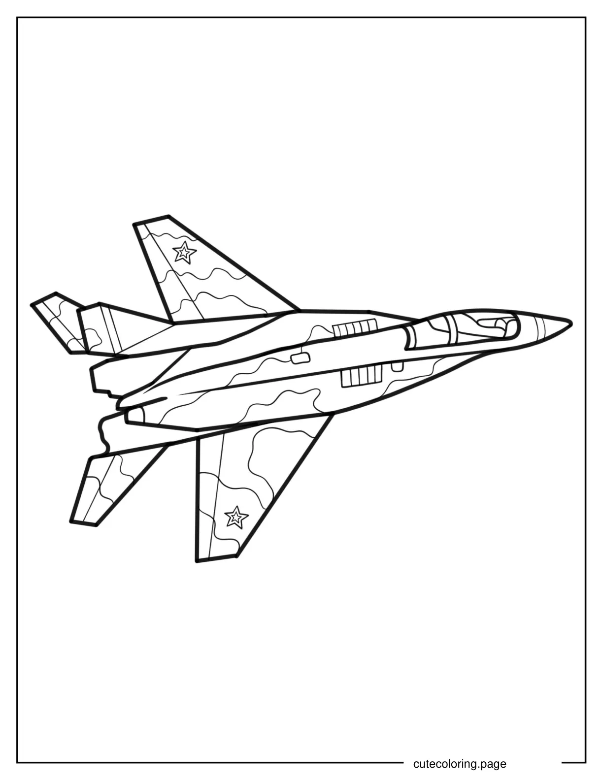 Easy Coloring Sheet of Mikoyan MiG 29 coloring page