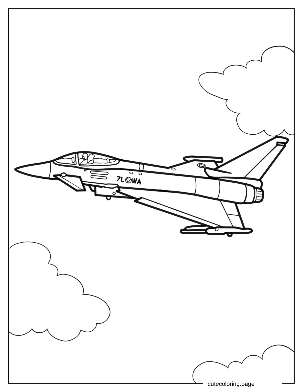 Easy Eurofighter Typhoon Jet for Preschoolers coloring page