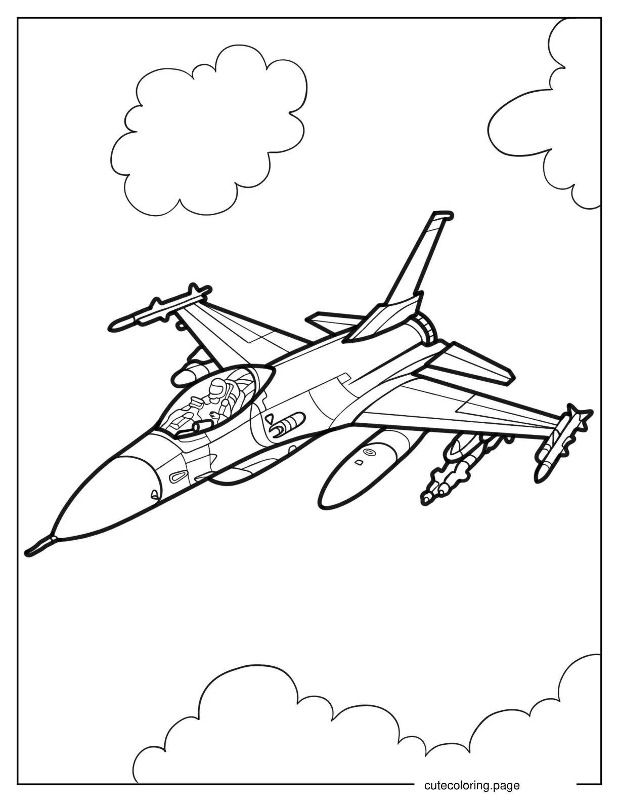 Lockhead Martin F 16 Jet Outline For Kids coloring page