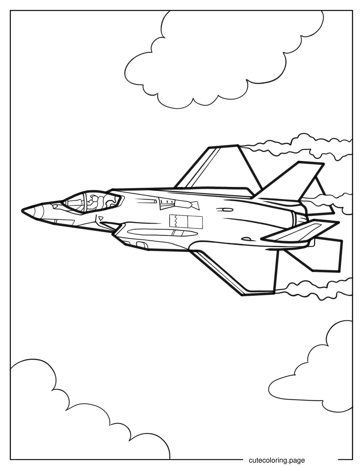 Lockhead Martin F 35 Jet With Smoke To Color coloring page