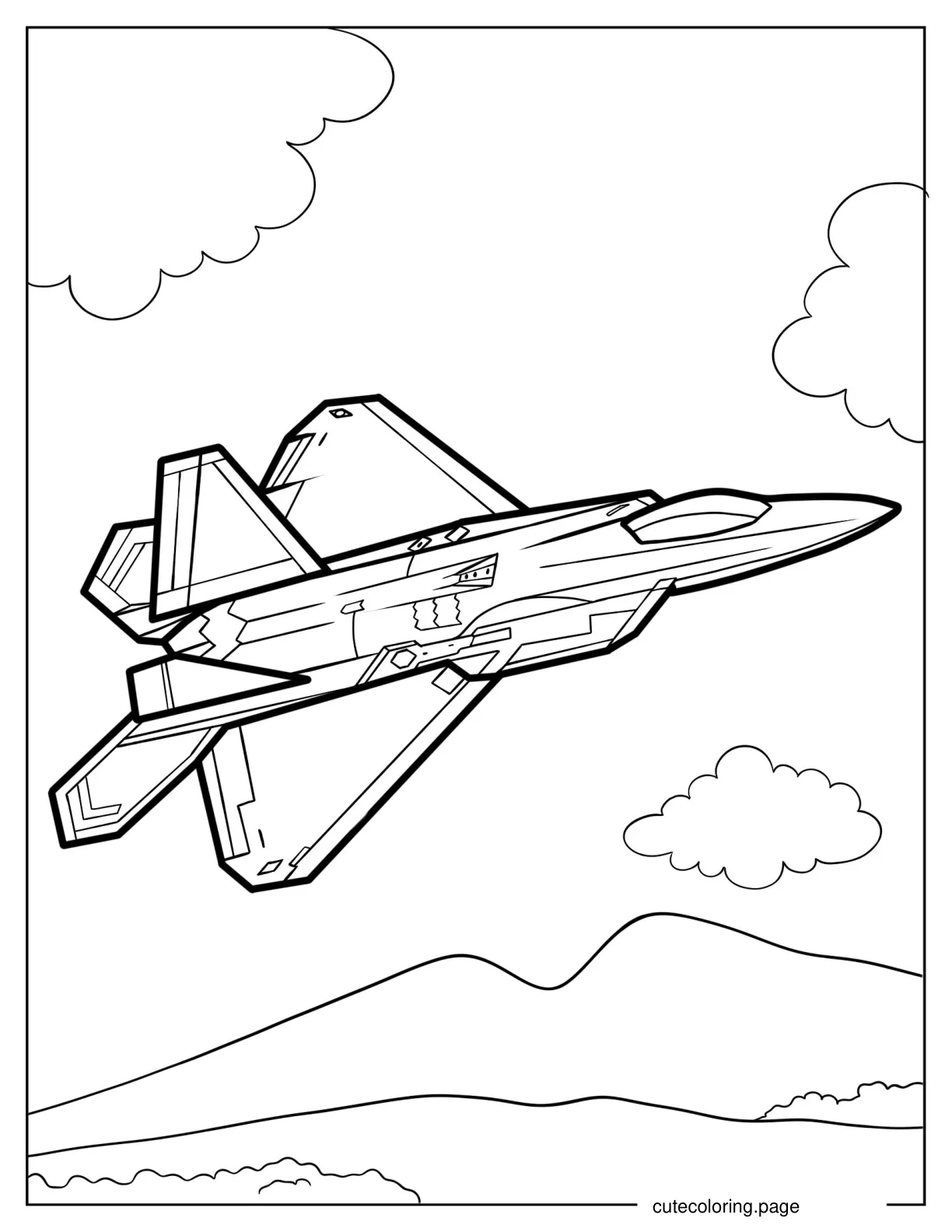 Lockheed Martin F 22 Raptor Jet In the Sky coloring page