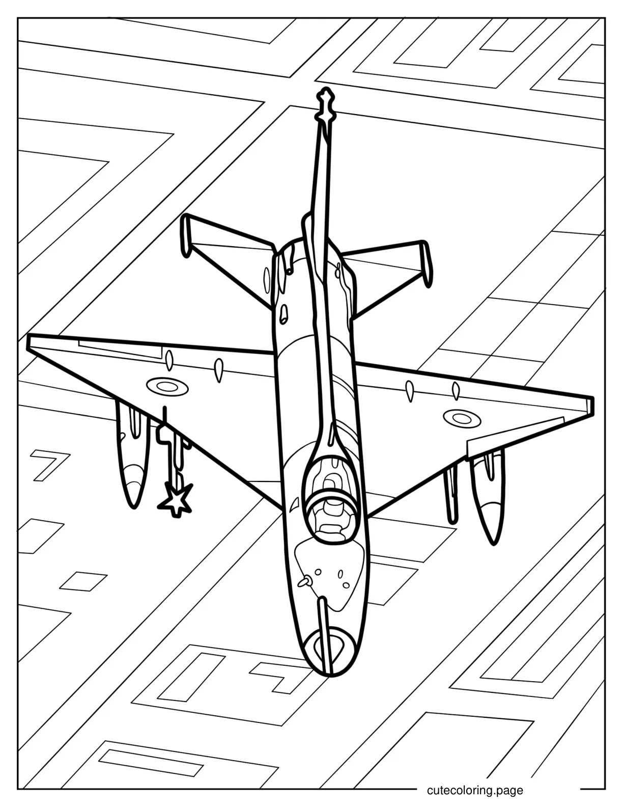 Top View of Chengdu J 7 Pakistani Jet coloring page