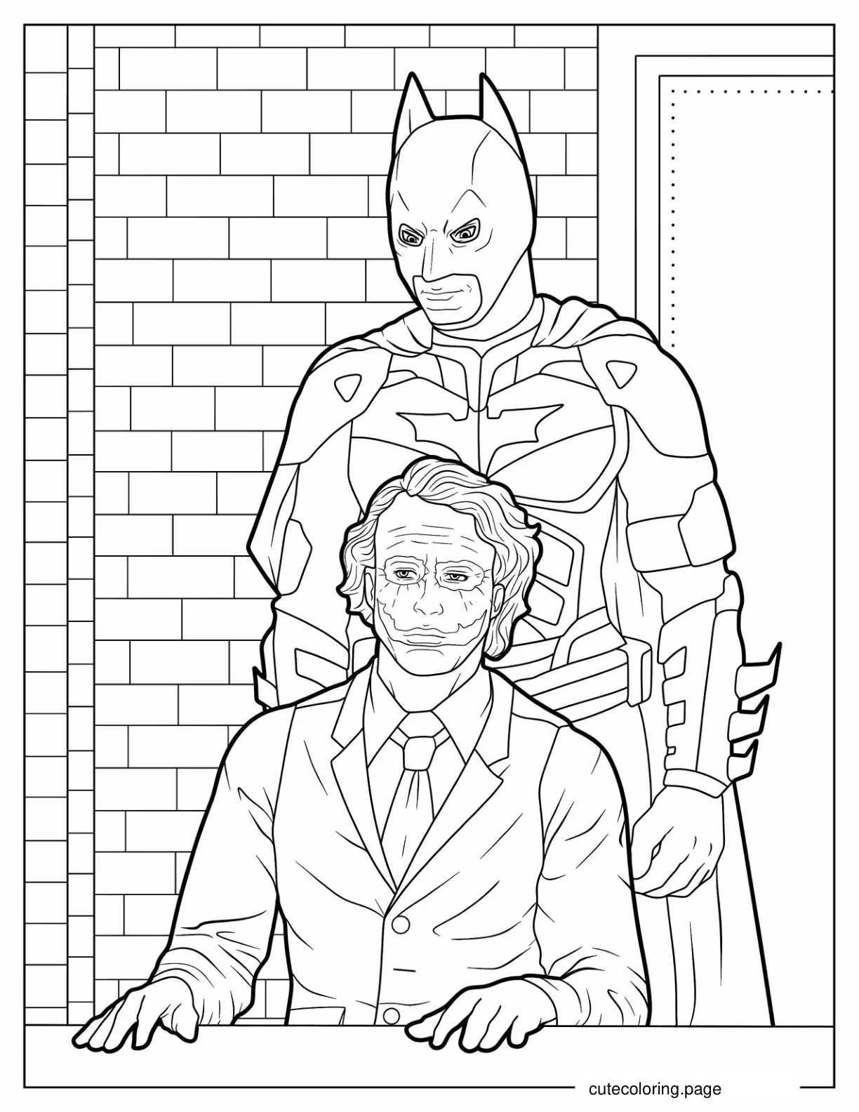 Batman Interrogating The Joker Coloring Sheet coloring page