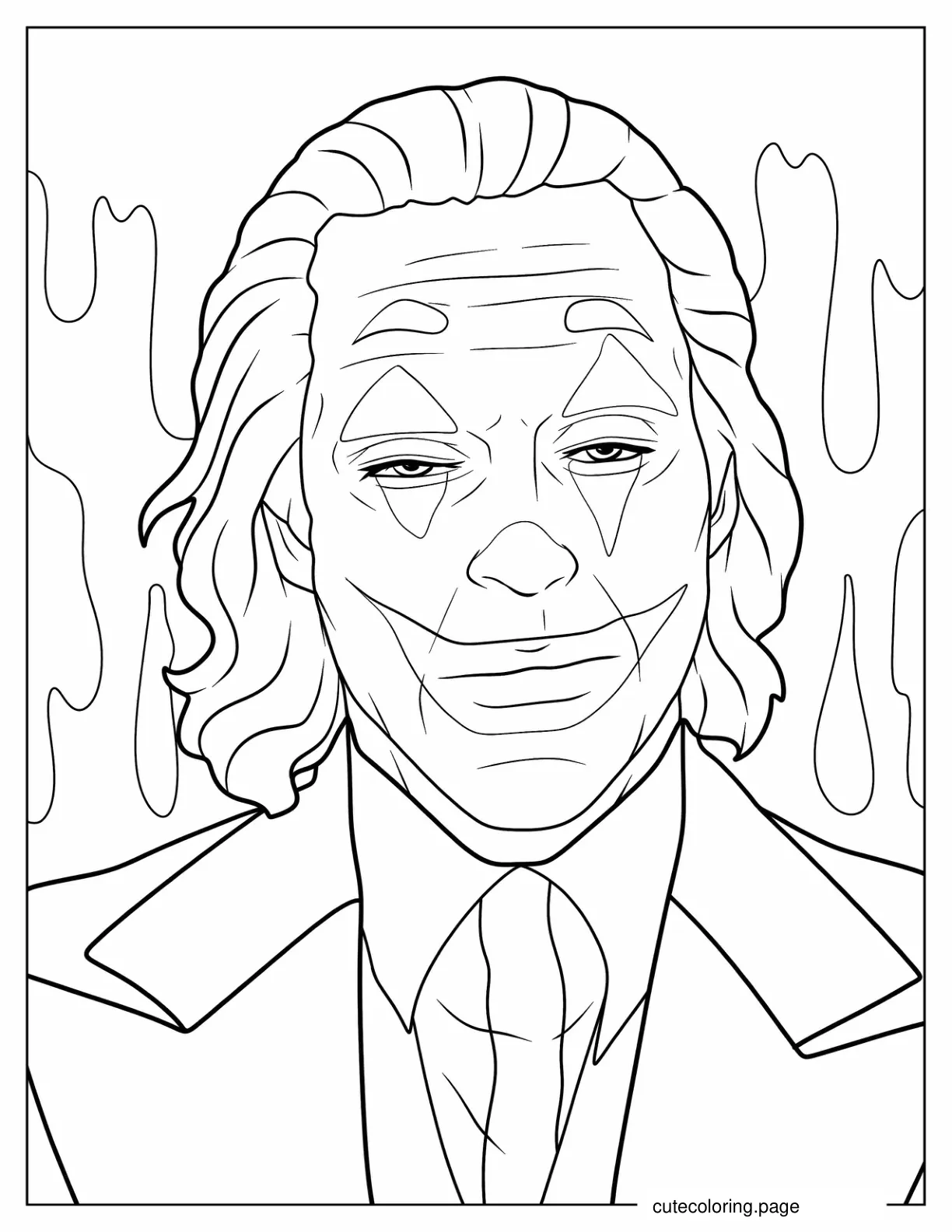 Close Up Of Joaquin Phoenix As Joker Coloring Sheet coloring page