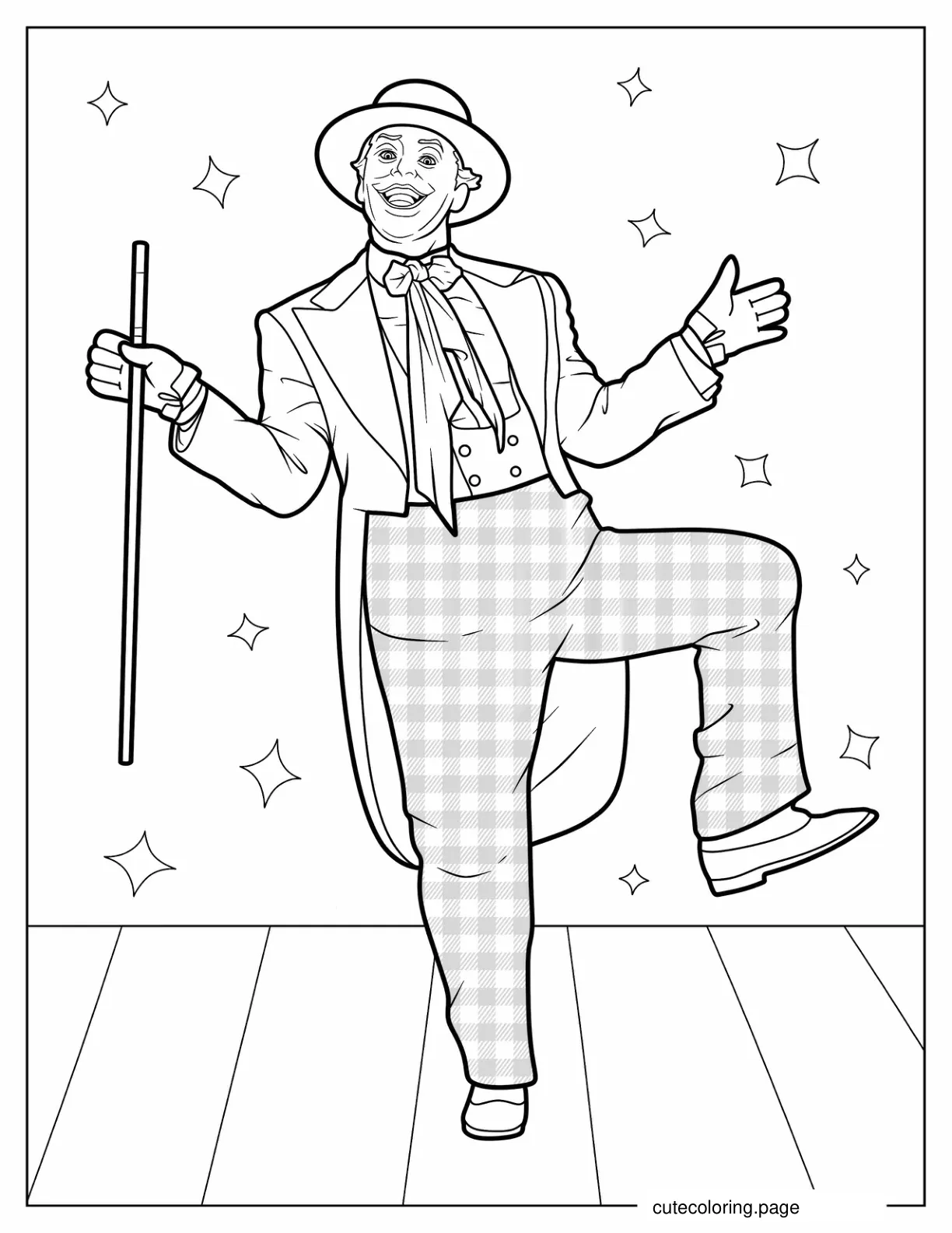 Detailed Coloring Sheet Of Joker Dancing coloring page