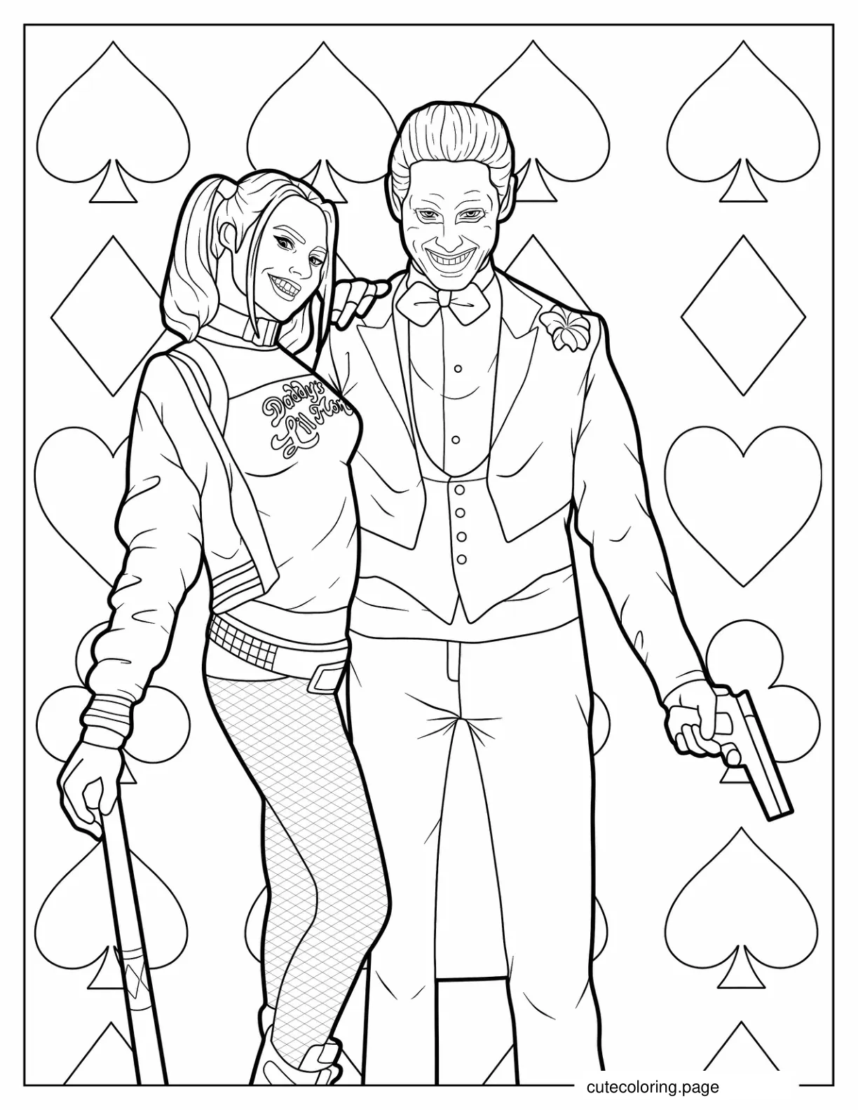 Harley Quinn And The Joker In Suicide Squad coloring page