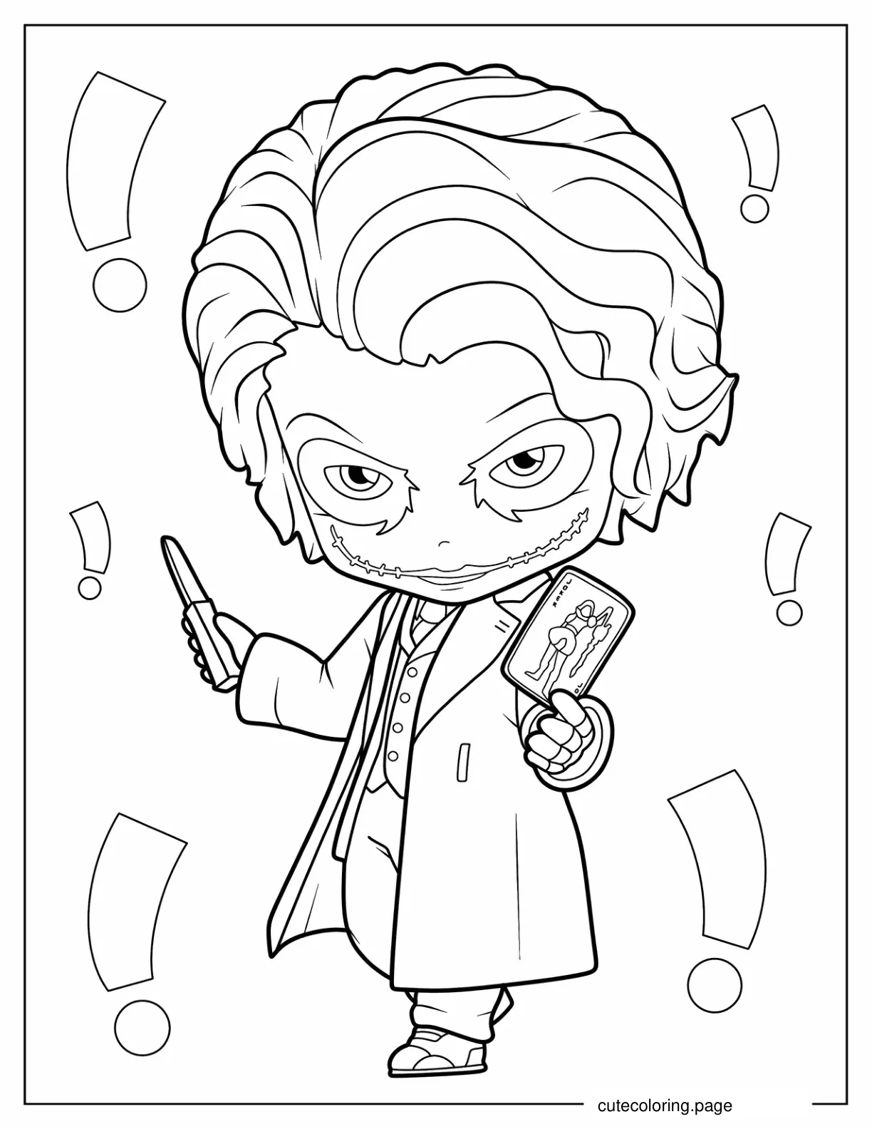 Kawaii Chibi Joker Coloring In For Kids coloring page