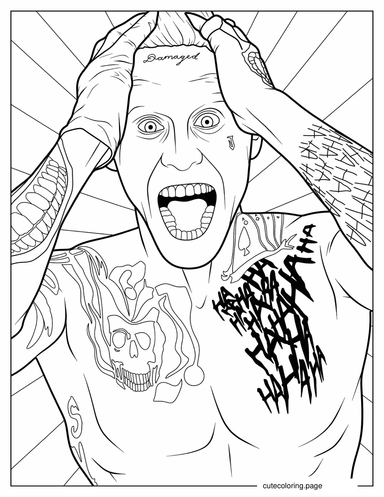 Realistic Coloring Page Of Jared Leto_s Joker coloring page