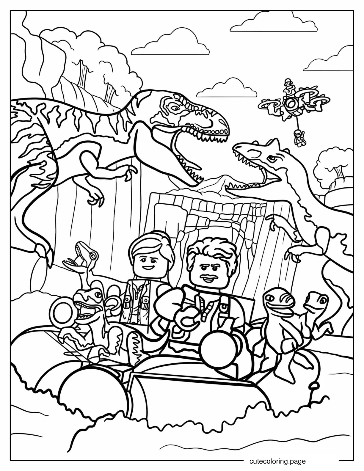 Coloring Sheet Of Lego Themed Jurassic Park coloring page