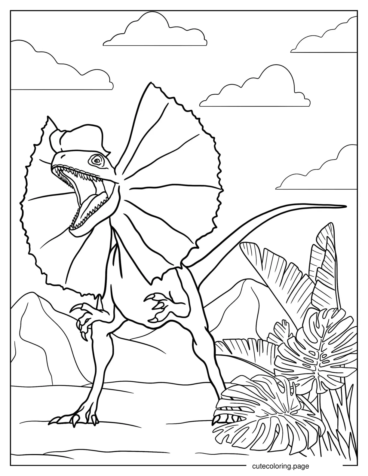 Dilophosaurus Dinosaur From Jurassic Park coloring page