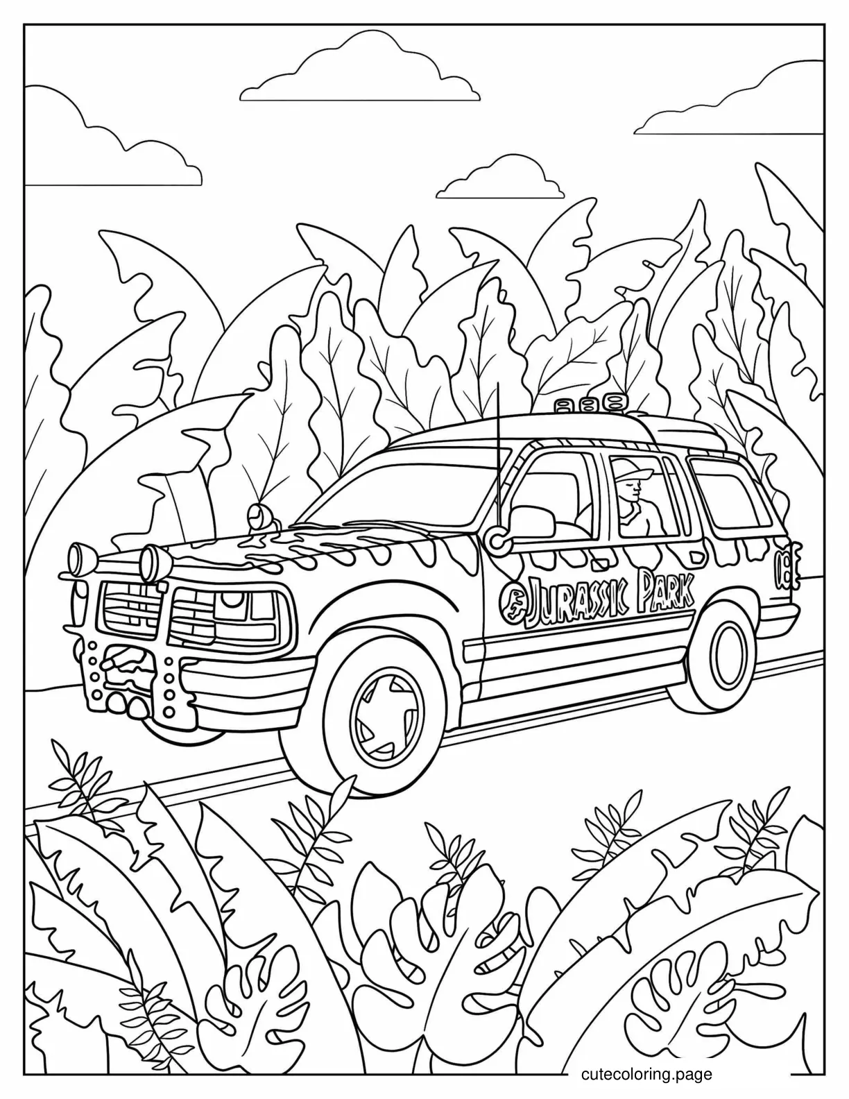 Jurassic Park Car Coloring Page coloring page