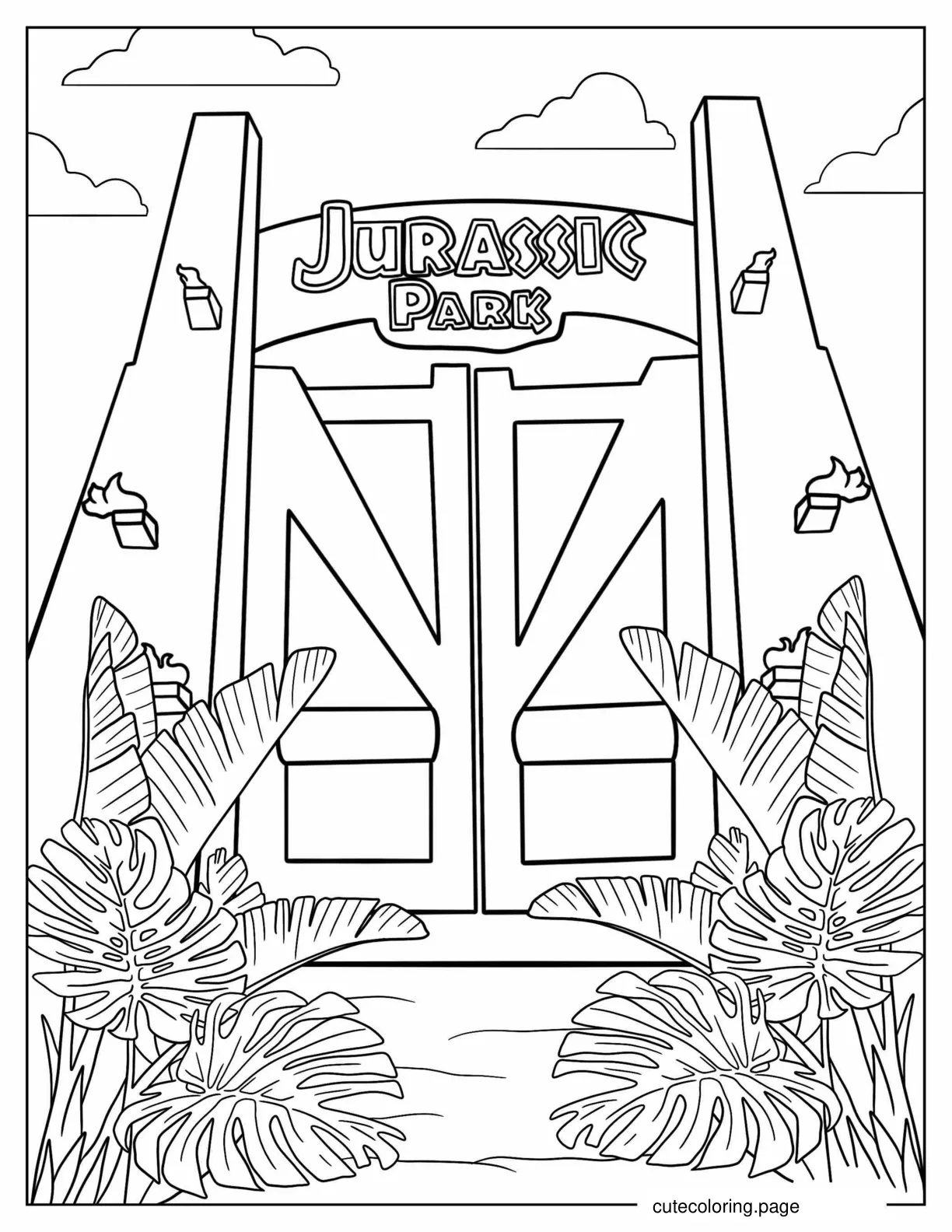 Jurassic Park Gate Coloring Page coloring page