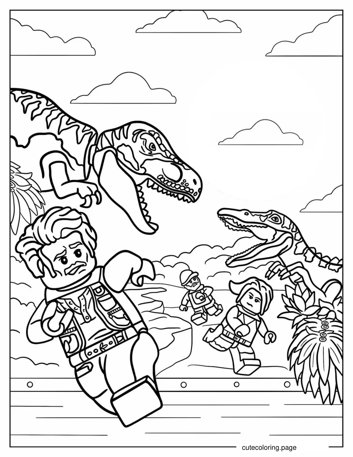 Lego Themed Jurassic World Coloring Sheet coloring page