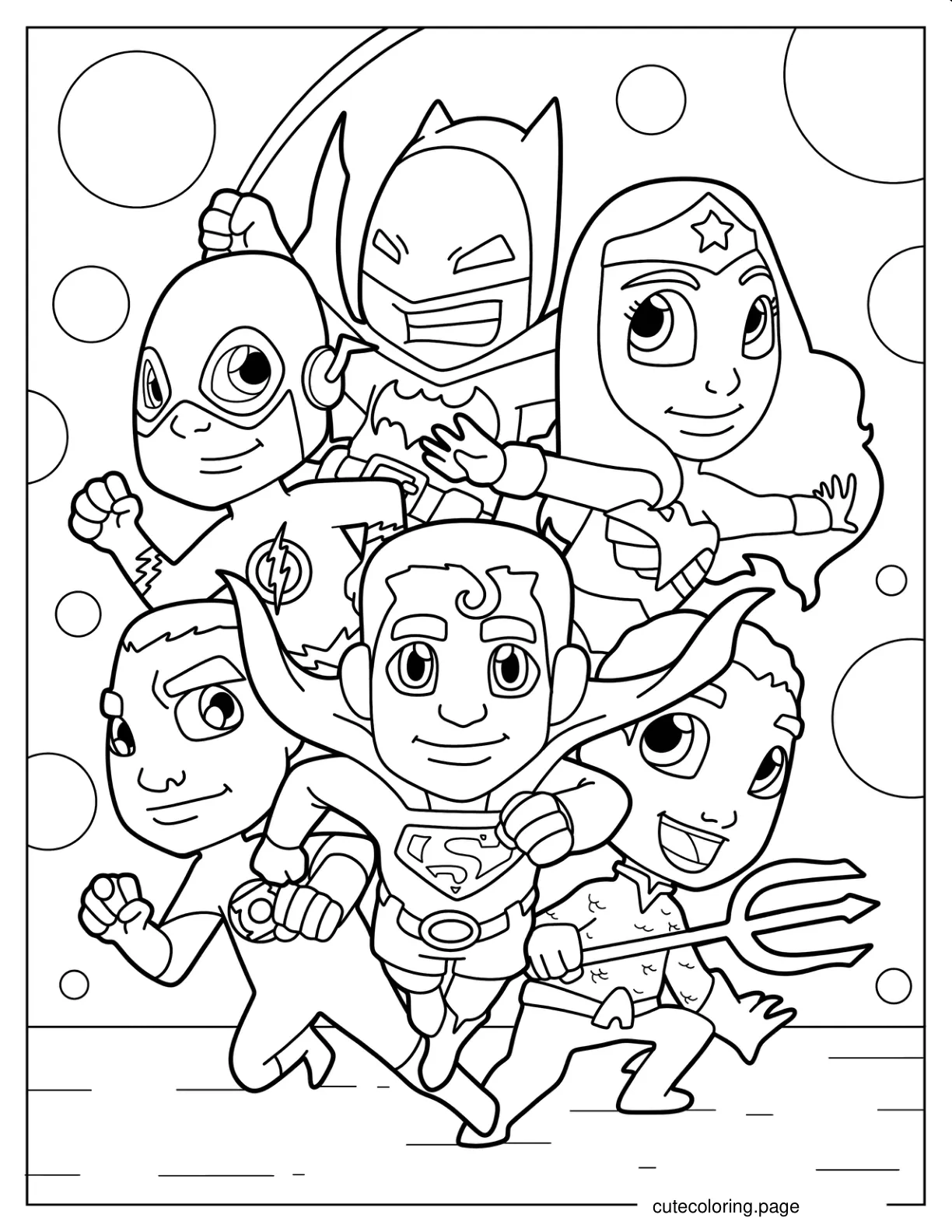 Cute Justice League Cartoon Coloring Page For Preschoolers coloring page