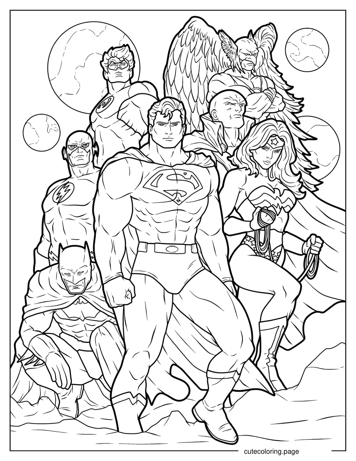 Justice League In Formation Coloring Page coloring page