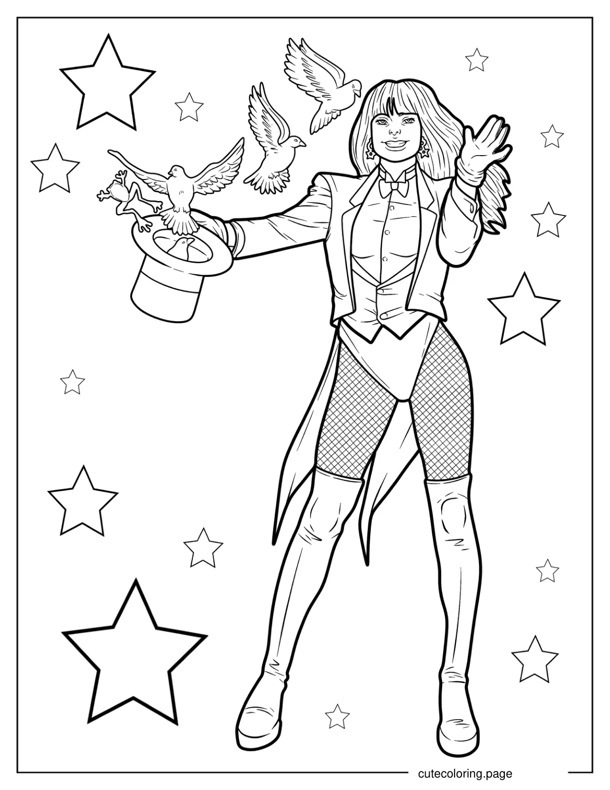 Justice League Zatanna Performing Magic coloring page