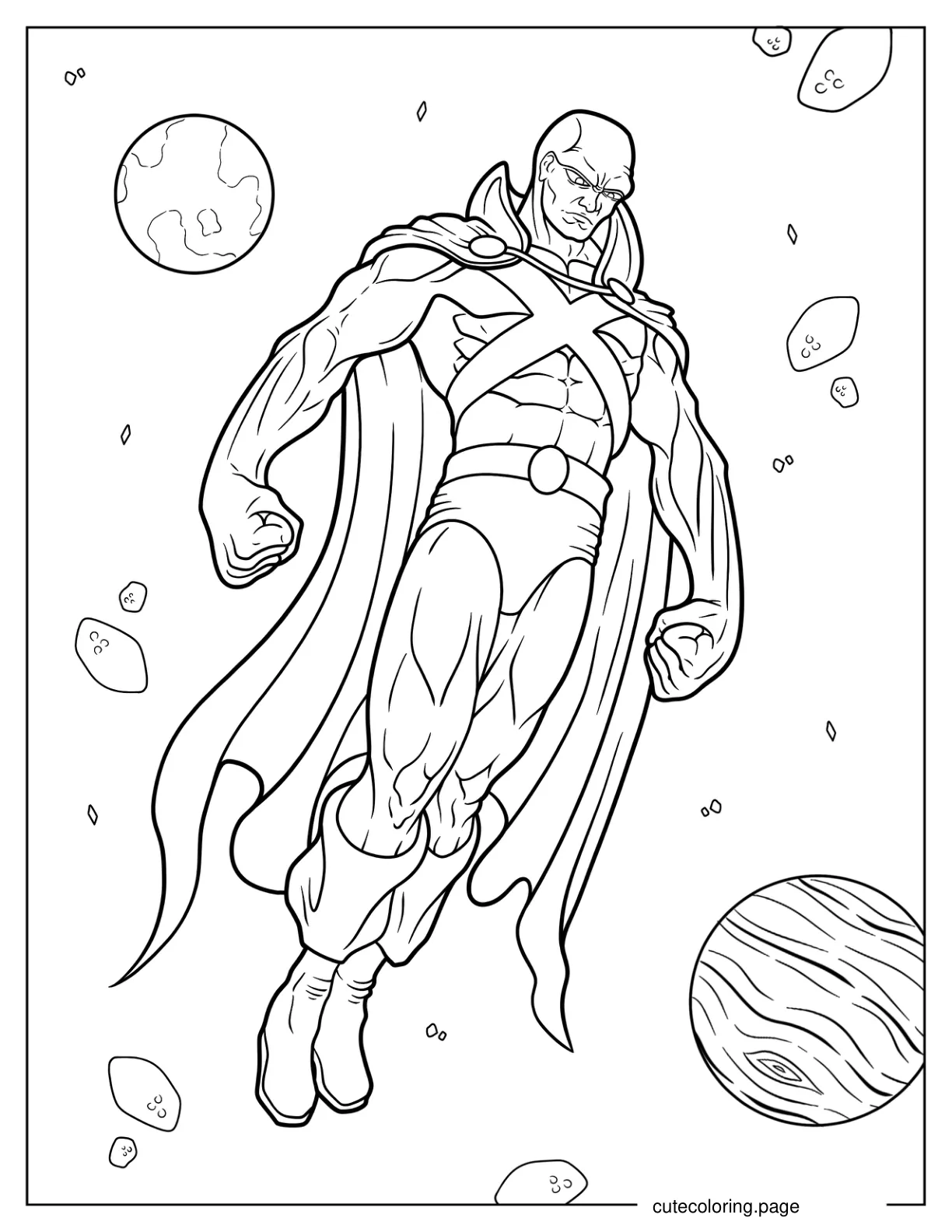 Martian Manhunter Floating In The Galaxy Coloring Page coloring page