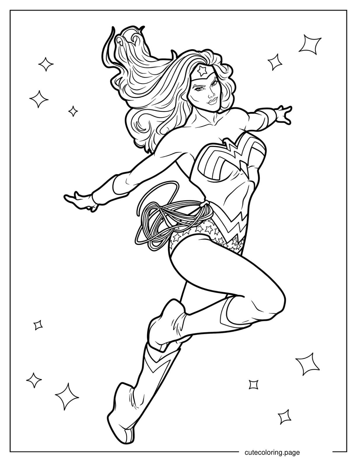 Realistic Justice League Wonder Woman Coloring Page coloring page