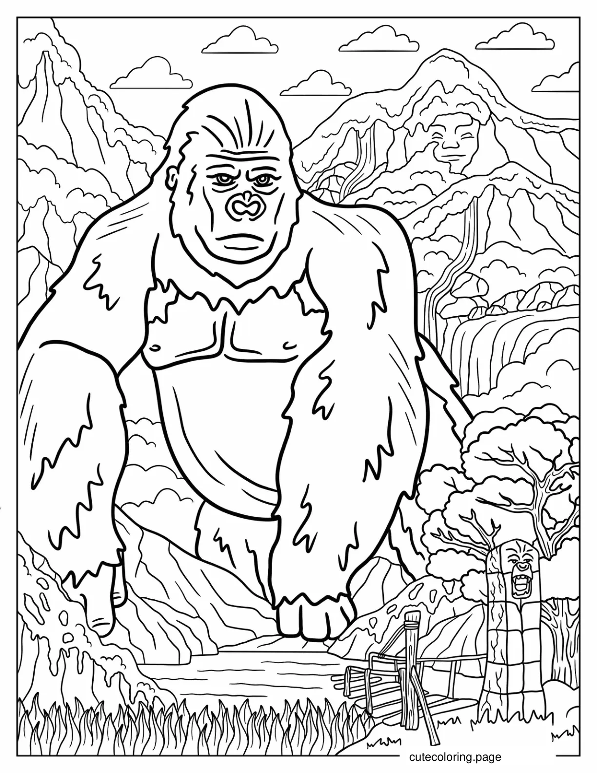 Easy King Kong In Skull Island Coloring Sheet coloring page