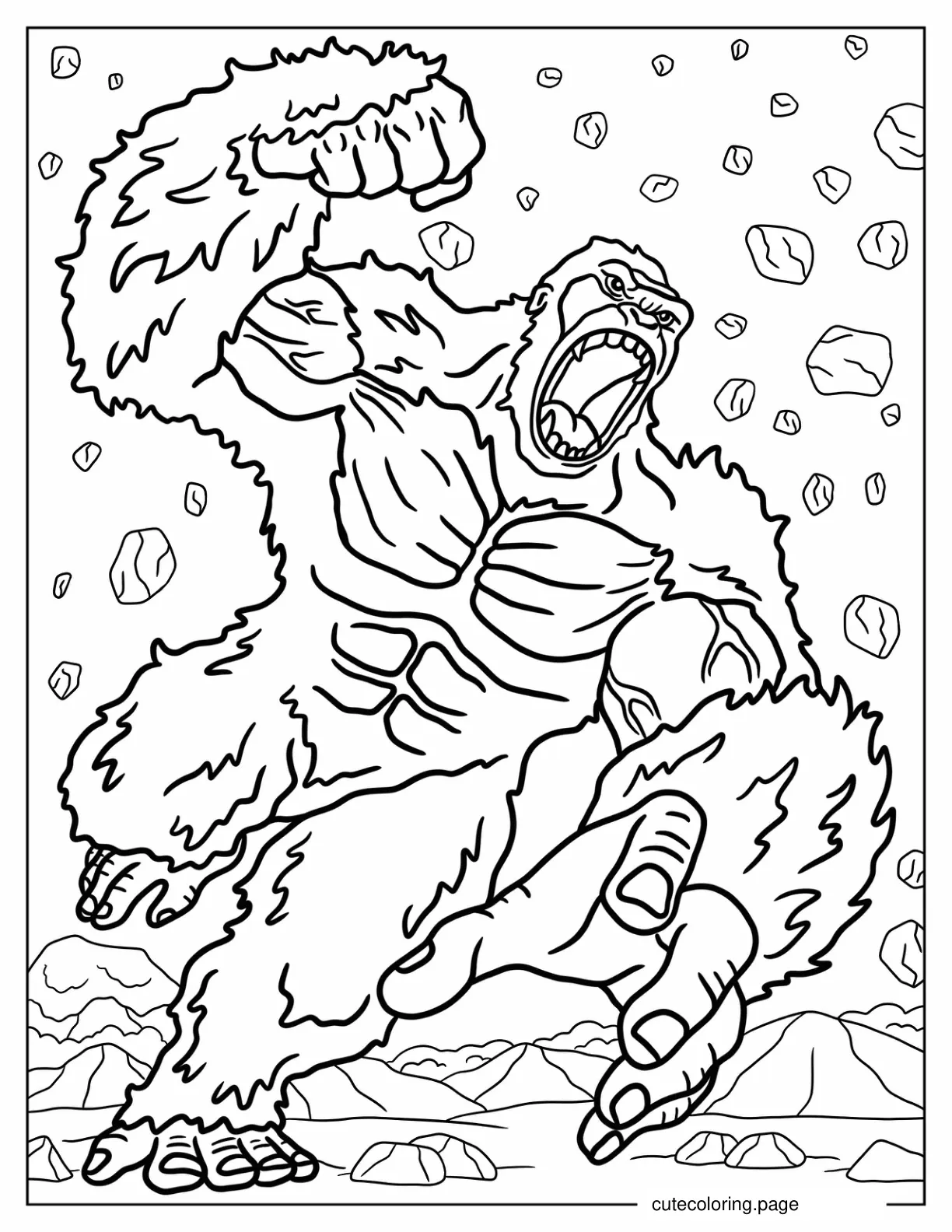 King Kong Running Coloring Page coloring page