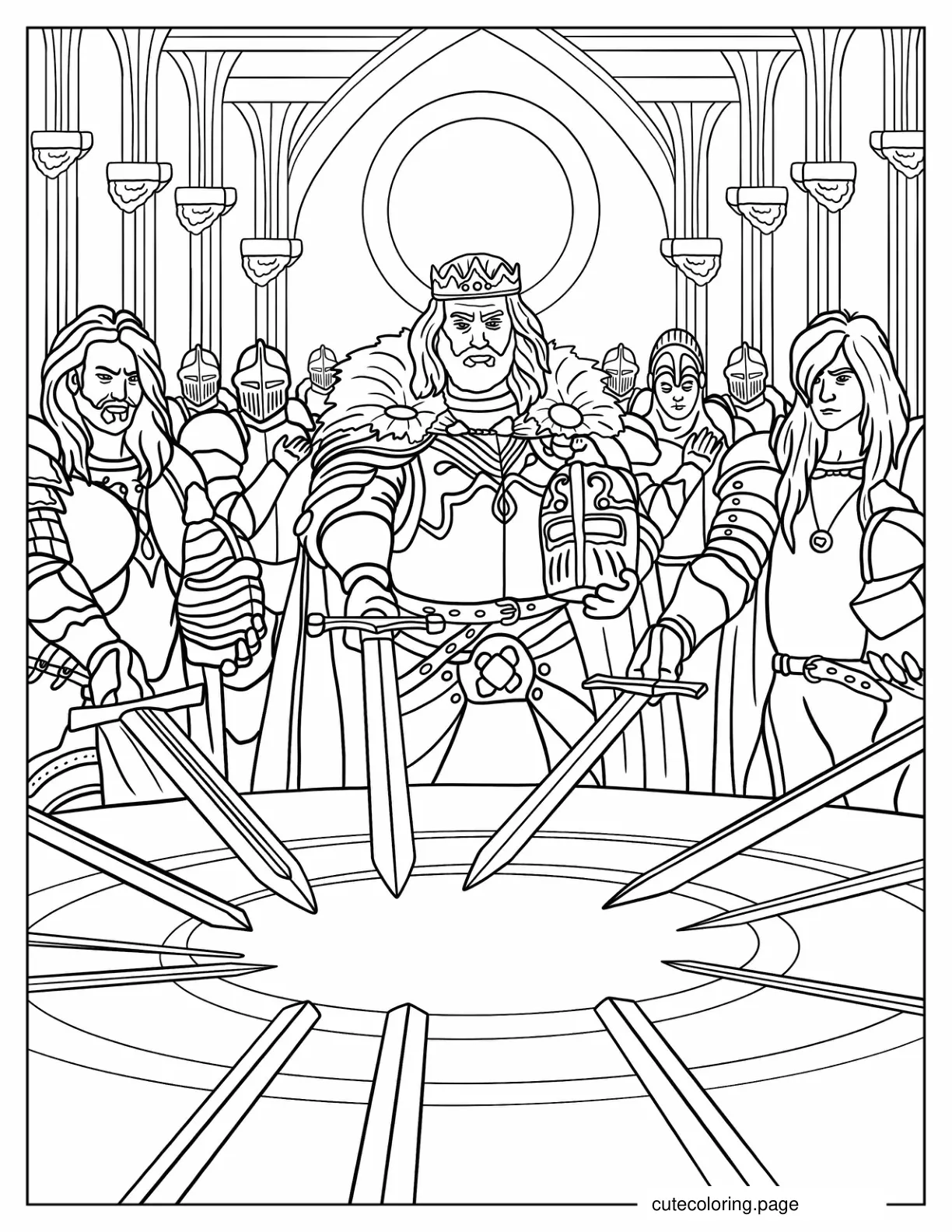 Coloring Page Of King Arthur And Knights Of The Round Table coloring page