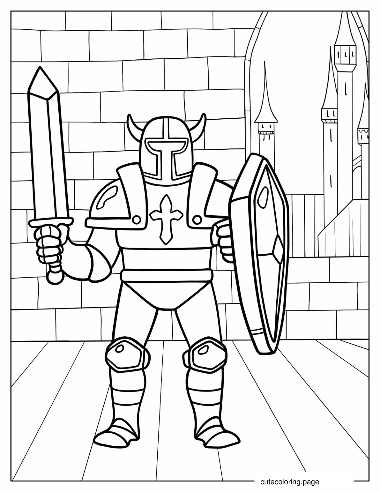 Easy Knight Coloring Sheet For Kids coloring page