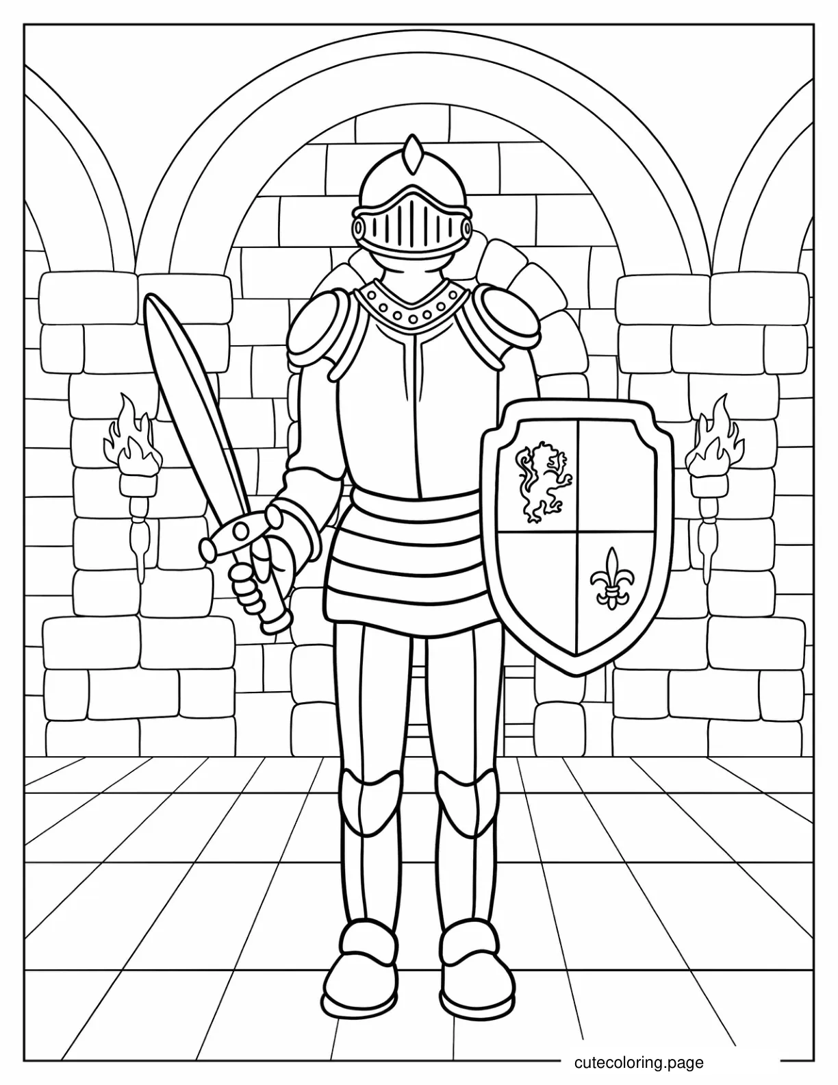 Medieval Knight Coloring Page For Kids coloring page