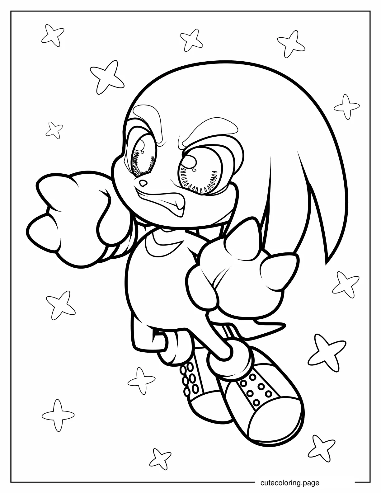 Angry Anime Knuckles Coloring Page coloring page