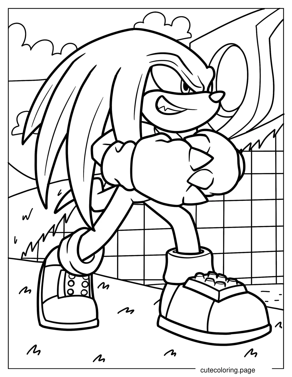 Detailed Smirking Knuckles Coloring Sheet coloring page