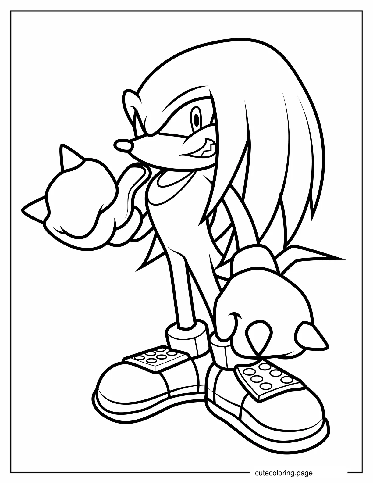 Easy Outline Of Knuckles The Echidna Coloring Page coloring page