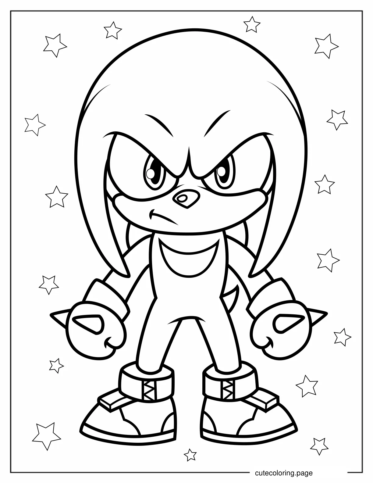 Kawaii Knuckles Coloring Page For Preschoolers coloring page