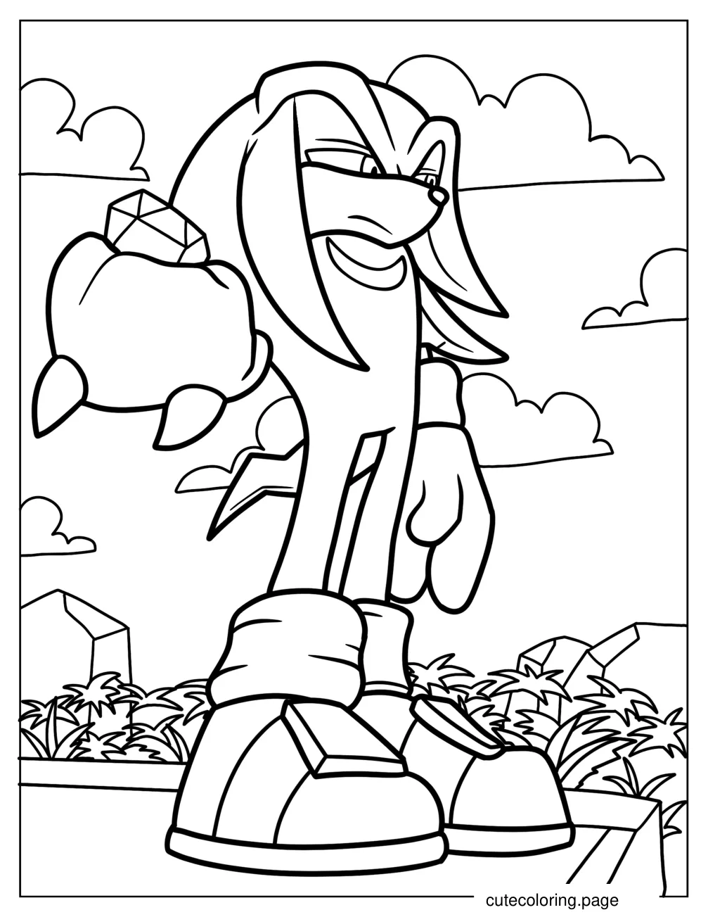 Knuckles Holding The Master Emerald Coloring Page coloring page