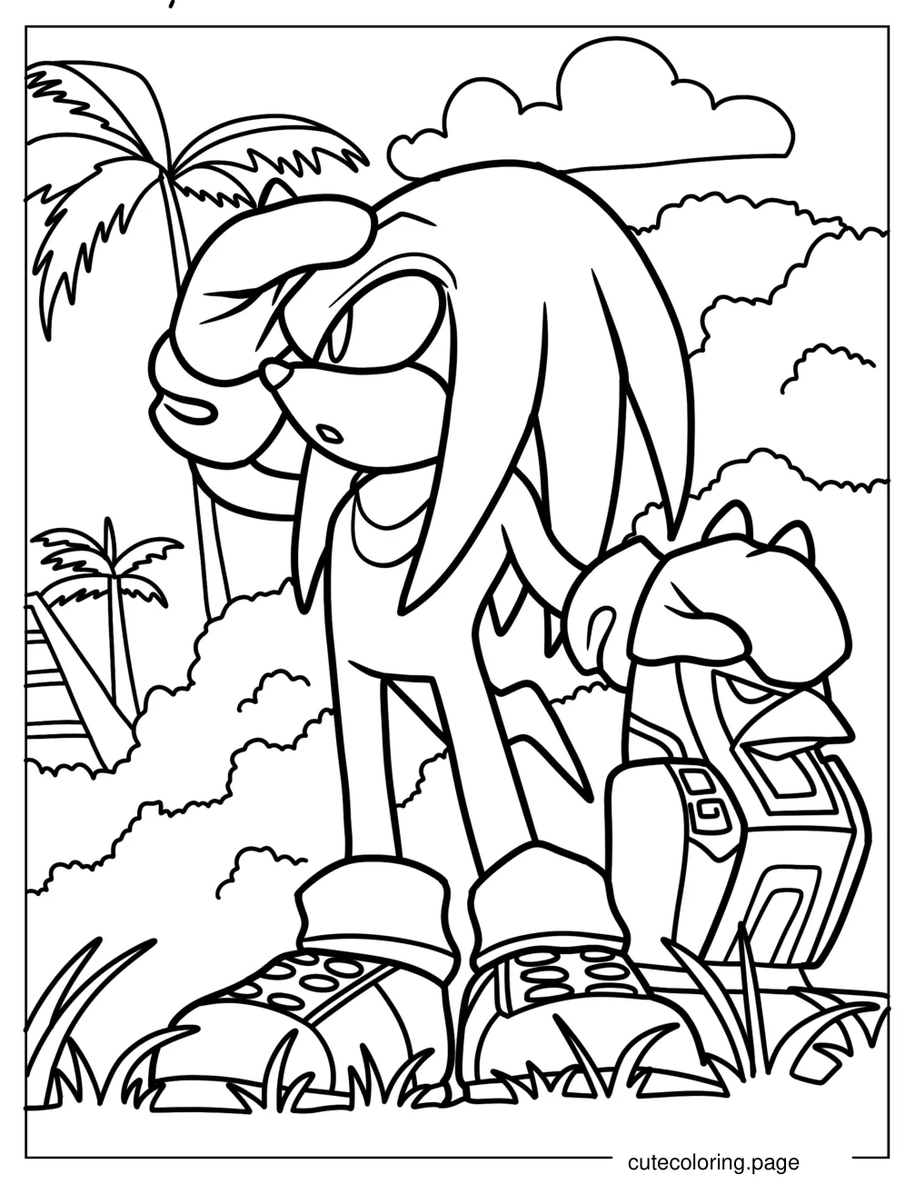 Knuckles Outside Of The Mystic Temple Coloring Page coloring page