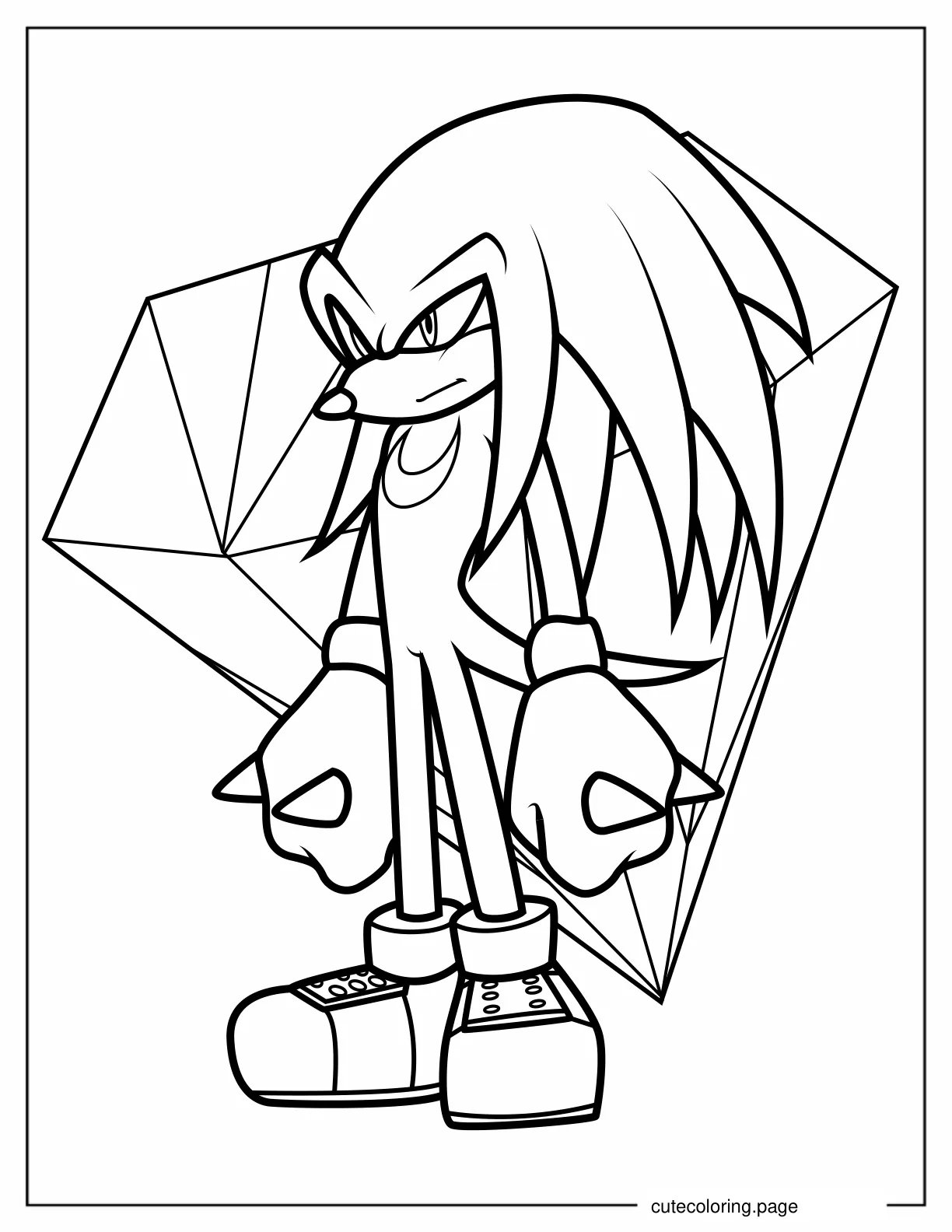 Knuckles Standing In Front Of The Master Emerald coloring page