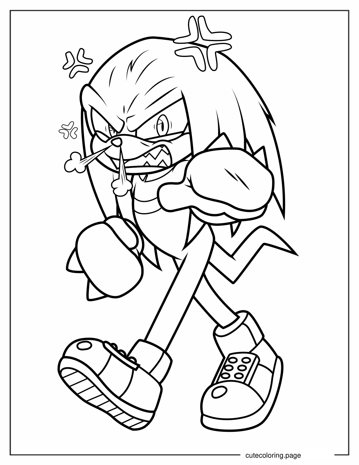 Knuckles With Nose Flaring Coloring Sheet coloring page