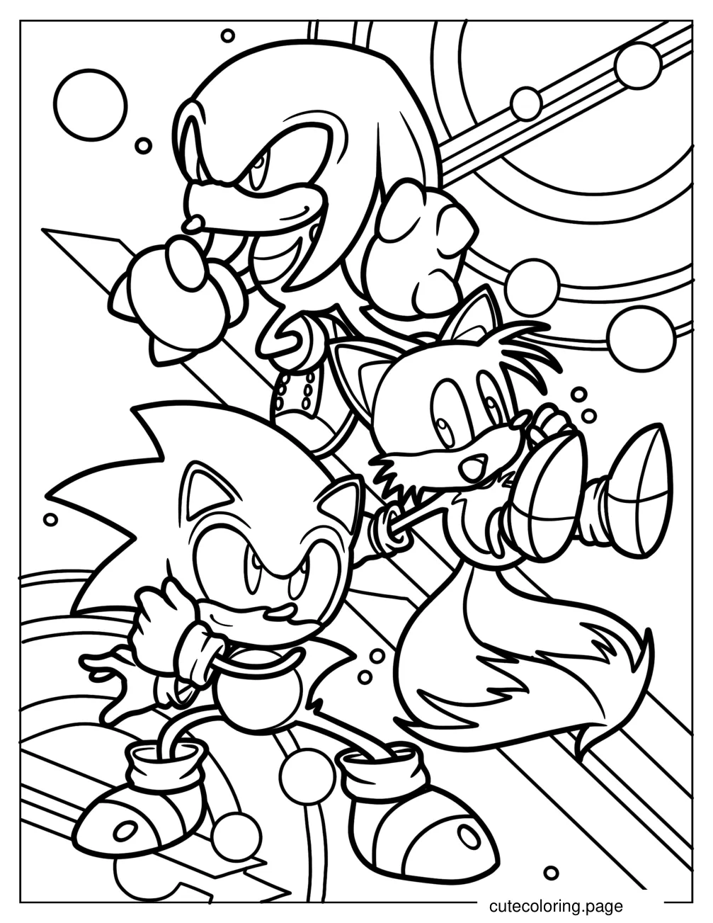 Knuckles With Sonic And Tails Coloring Sheet coloring page