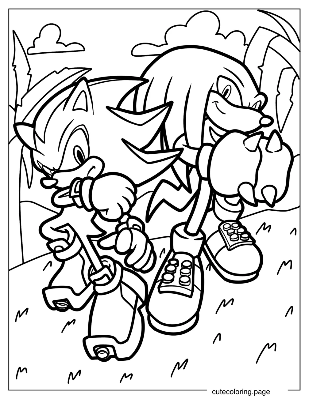 Sonic And Knuckles Back To Back Coloring Page coloring page