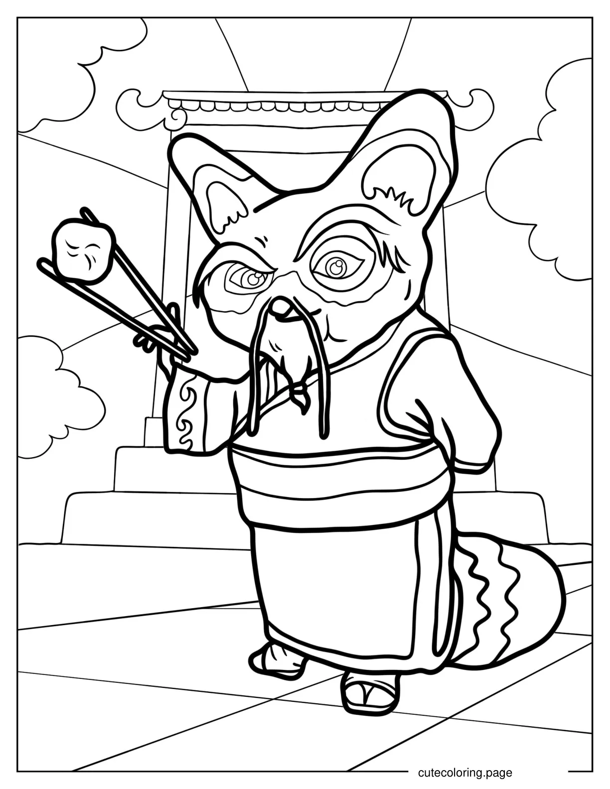 Coloring Page Of Master Shifu With Chopsticks coloring page