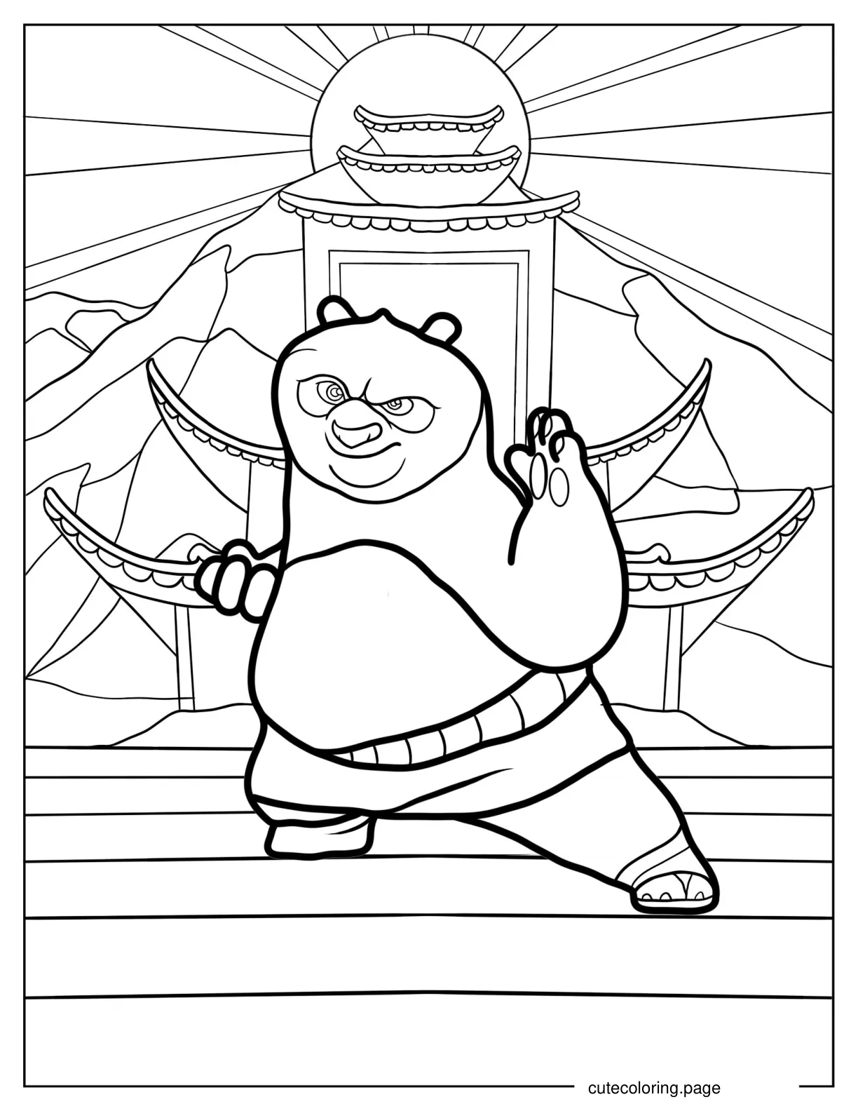 Coloring Page of Po In Front Of Temple coloring page