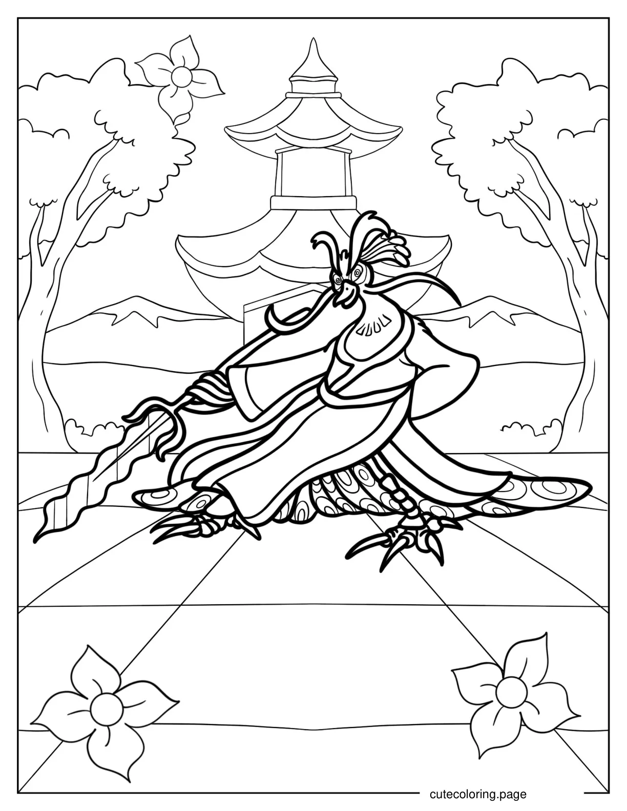 Lord Shen Holding Weapon Coloring In coloring page