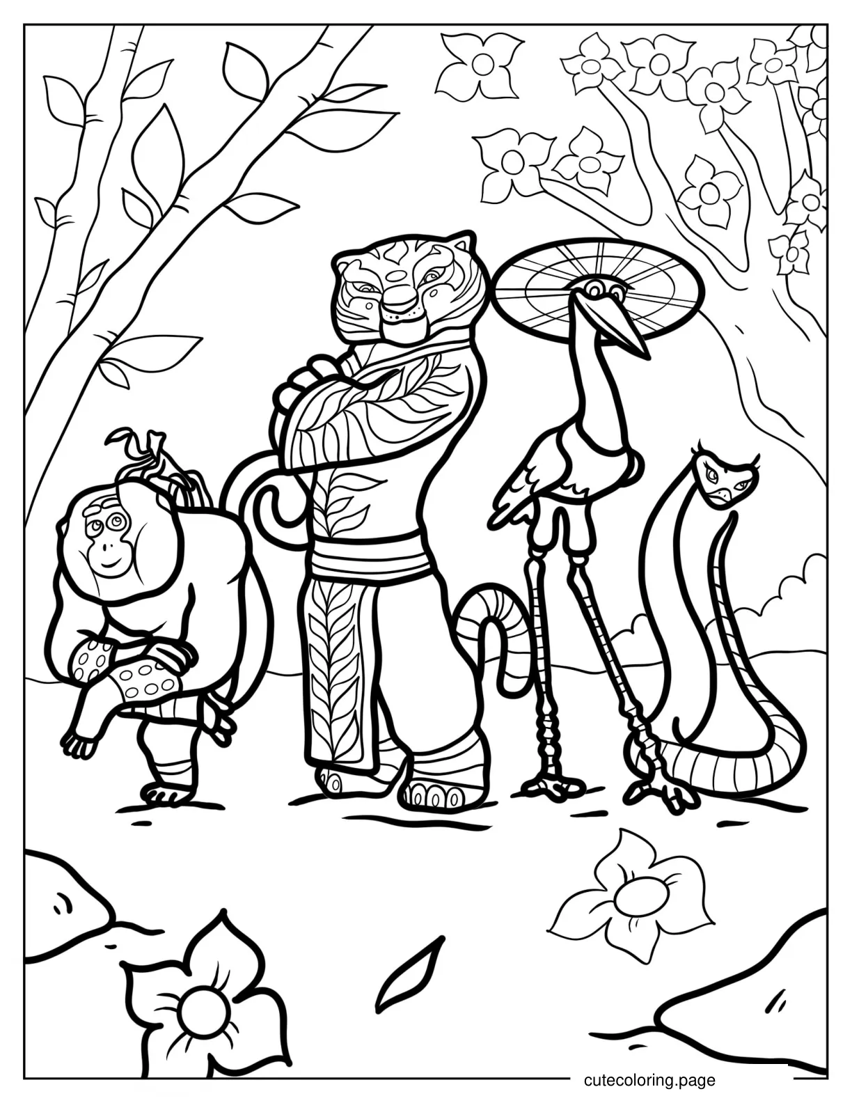 Monkey Tigress Mr. Ping And Viper coloring page